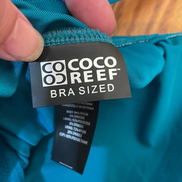 Coco Reef Classic Solid Tiered Mesh Tankini Teal Cove Size 36DD NWT - Picture 8 of 11